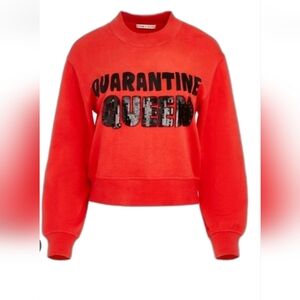Alice + Olivia Denver Quarantine Queen Sequin Embellished  Sweartshirt Small
